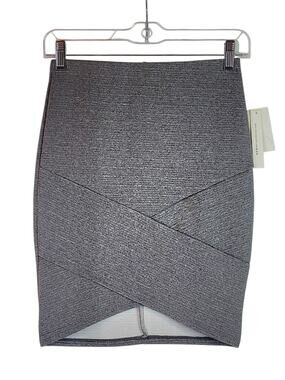 NWT Joe Benbasset JOE B Heather Grey Crossover Mini Pencil Skirt Women's Size XS